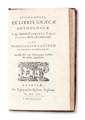 GREEK ANTHOLOGY.  Epigrammata ex libris Graecae anthologiae.  1608